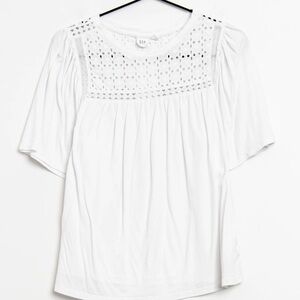 White eyelet, short sleeve top from gap